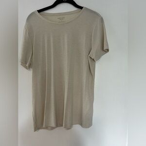 Nine West Cream Lightweight Top Women’s Large Subtle Stripe Short Sleeve Tee